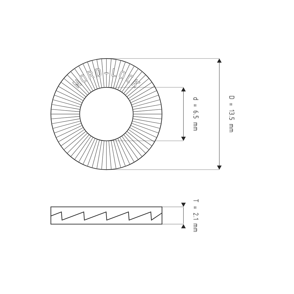 Bản vẽ kỹ thuật Lông Đền Nord-Lock Inox 316 Vành Rộng M6