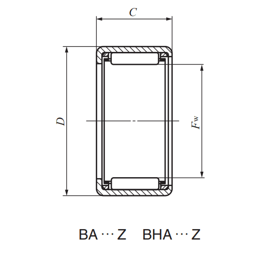 Bản vẽ kỹ thuật Vòng Bi Kim 3/4x1 Inch (không nắp trong) IKO BA1210ZOH
