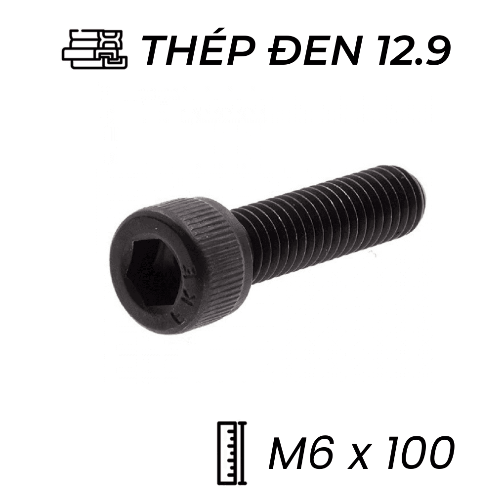 Lục Giác Chìm Đầu Trụ Thép Đen 12.9 DIN912 M6x100