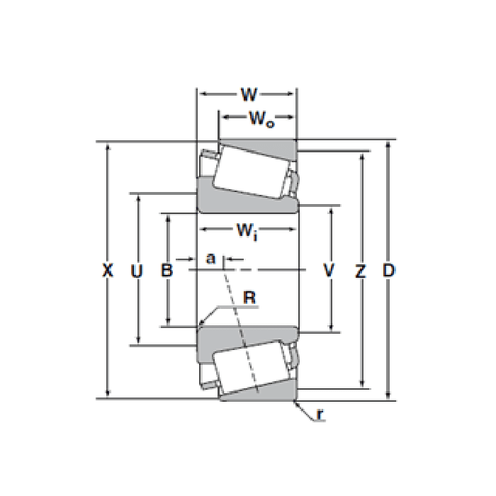 Bản vẽ kỹ thuật Vòng Bi Đũa Côn 1 Dãy 26.988x50.292x14.224 mm NTN 4T-L44649/L44610