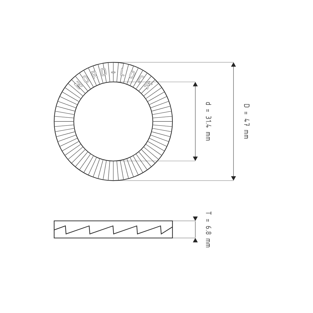 Bản vẽ kỹ thuật Lông Đền Nord-Lock Inox 316 M30