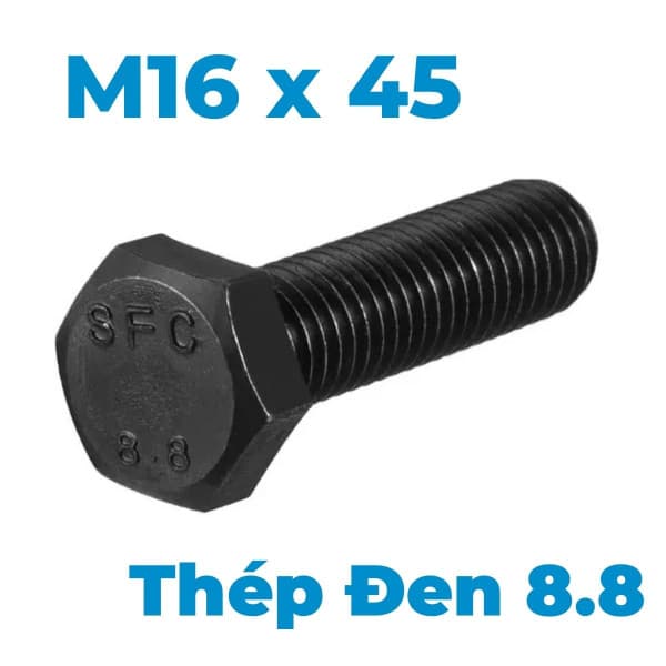 Bulong Thép Đen 8.8 DIN933 M16x45