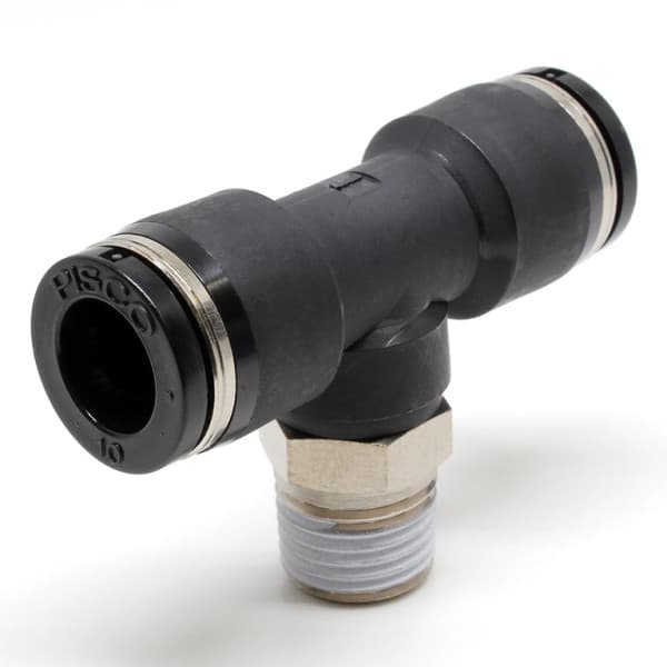 Đầu Nối Nhanh Khí Nén Chữ T Phi 10mm Ren Ngoài R1/4 Pisco PB10-02