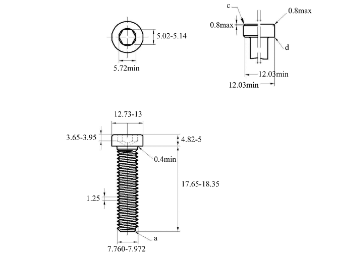 Bản vẽ kỹ thuật Lục Giác Trụ Đầu Thấp Inox 304 DIN7984 M8x18