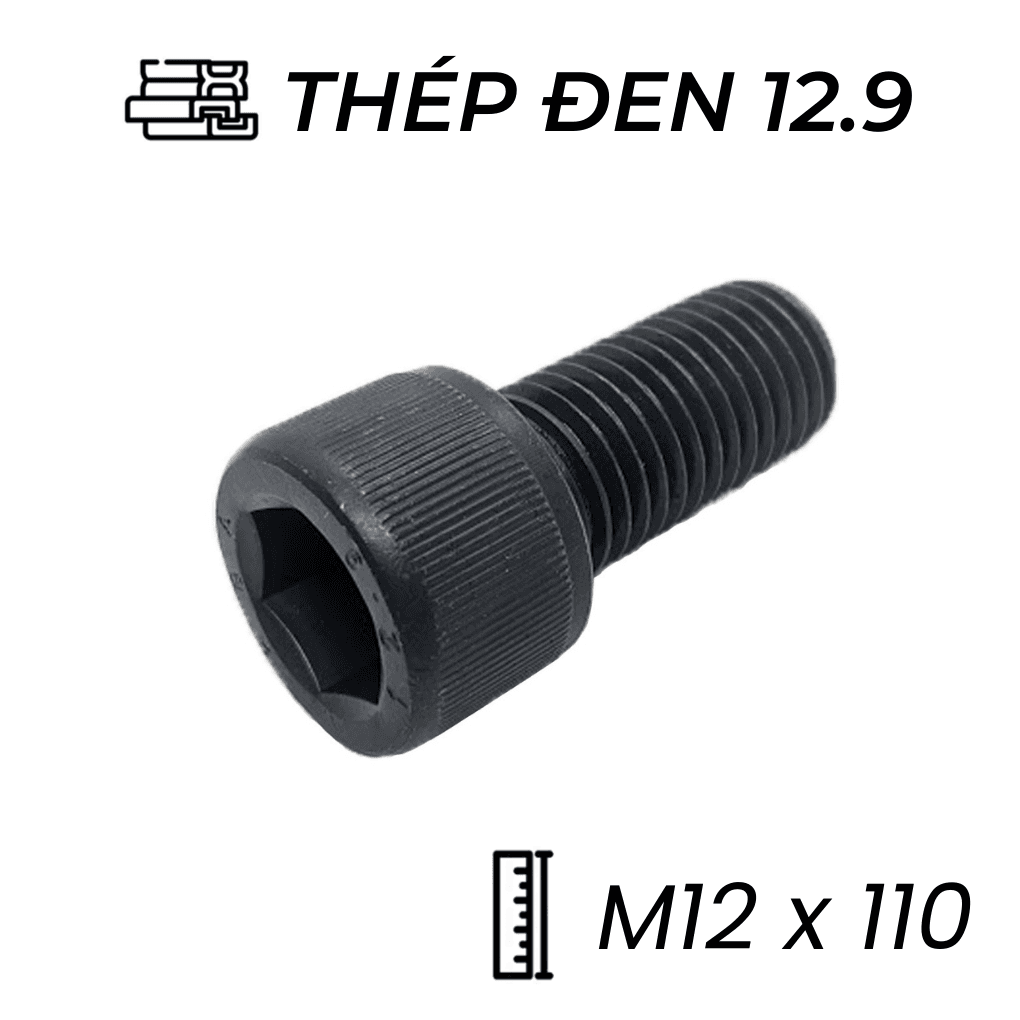 Lục Giác Chìm Đầu Trụ Thép Đen 12.9 DIN912 M12x110