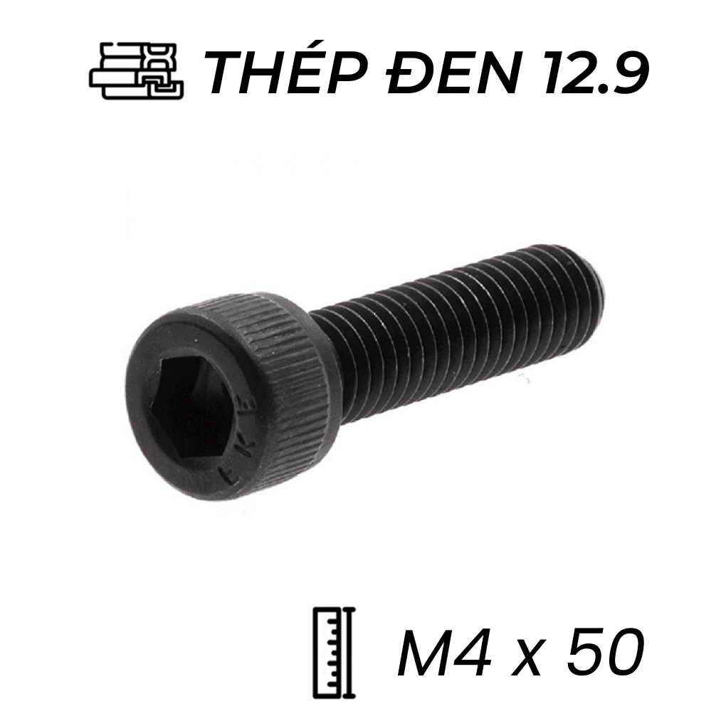 Lục Giác Chìm Đầu Trụ Thép Đen 12.9 DIN912 M4x50