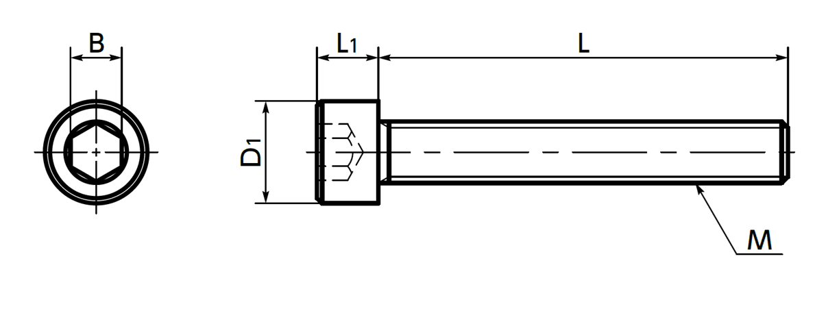 Bản vẽ kỹ thuật Lục Giác Chìm Ren Suốt Inox 304 M3x50 NBK Dòng SNSS-FT