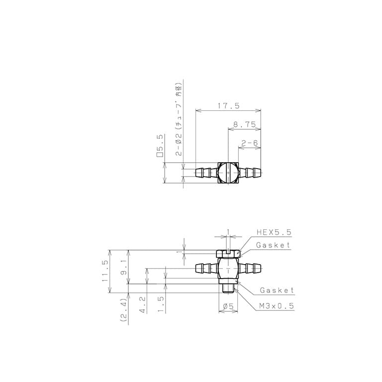 Bản vẽ kỹ thuật Đầu Ngạnh Nối Ống Dạng Chữ T Đầu Lục Giác Ren Ngoài Pisco LB-0320-M3