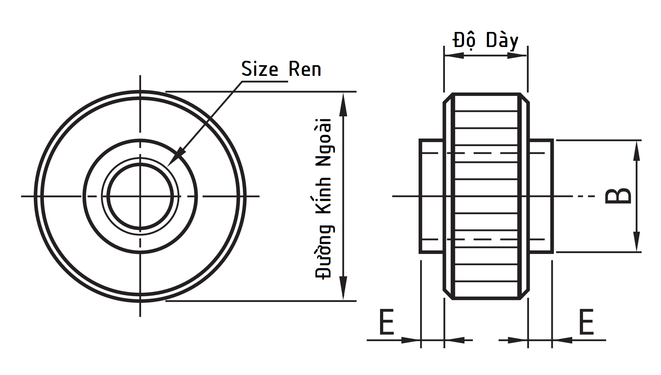 Bản vẽ kỹ thuật Tán Đầu Có Khía FRNT3-12-3