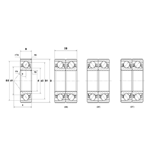 Bản vẽ kỹ thuật Vòng Bi Cầu Tiếp Xúc Góc 1 Dãy 20x42x12 mm NTN 7004