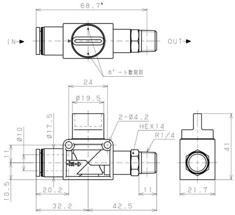 Bản vẽ kỹ thuật Van Tay Khí Nén Pisco HV10-02