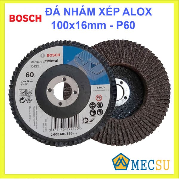 Đá nhám xếp Alox P60 Ø100mm Bosch 2608601676
