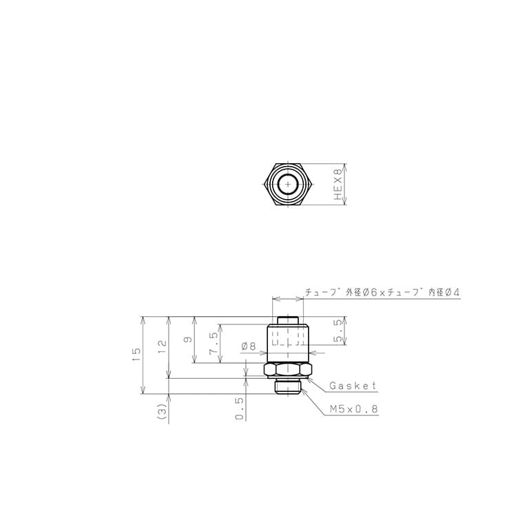Bản vẽ kỹ thuật Đầu Ngạnh Nối Ống Có Đai Ốc Xiết Dạng Thẳng Thân Lục Giác Ren Ngoài Pisco LCN-0640-M5