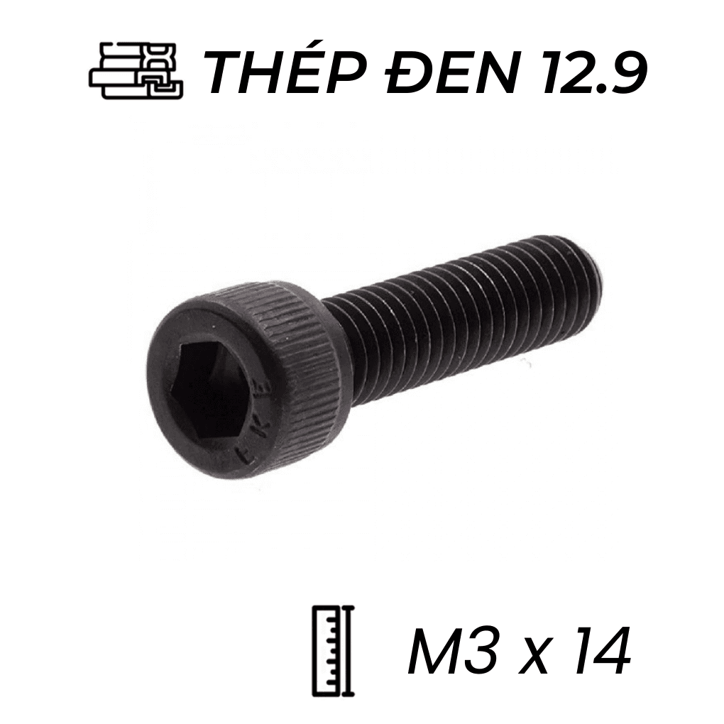 Lục Giác Chìm Đầu Trụ Thép Đen 12.9 DIN912 M3x14