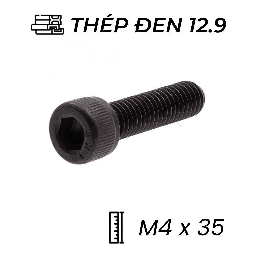 Lục Giác Chìm Đầu Trụ Thép Đen 12.9 DIN912 M4x35