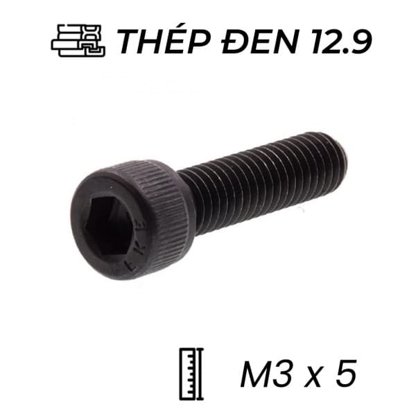 Lục Giác Chìm Đầu Trụ Thép Đen 12.9 DIN912 M3x5