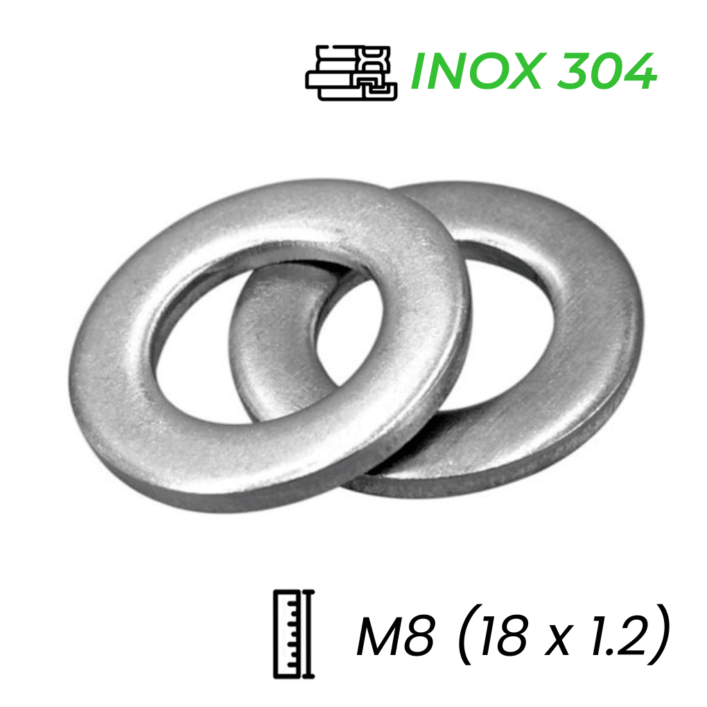 Lông Đền Phẳng Inox 304 JIS M8 (18x1.2)