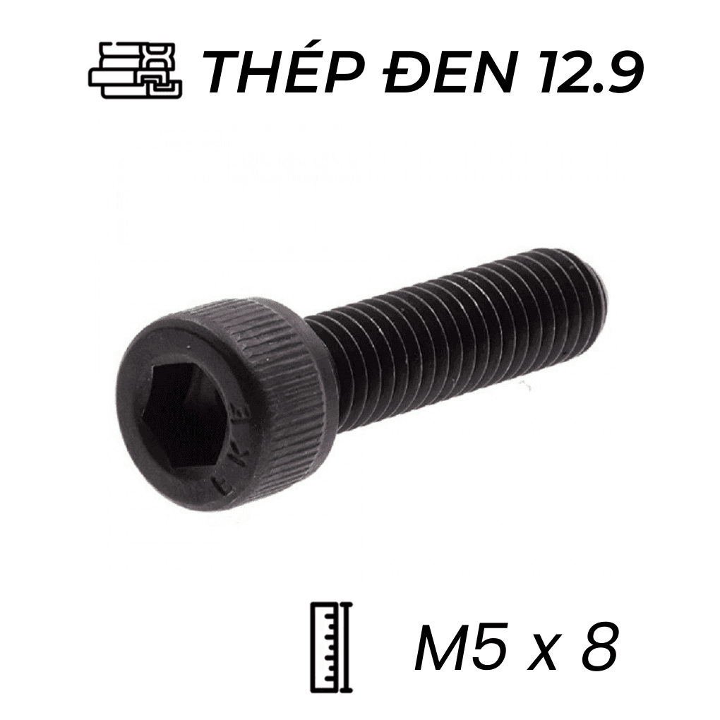 Lục Giác Chìm Đầu Trụ Thép Đen 12.9 DIN912 M5x8