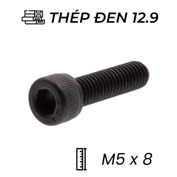 Lục Giác Chìm Đầu Trụ Thép Đen 12.9 DIN912 M5x8