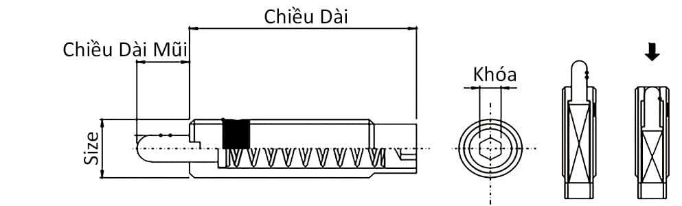 Bản vẽ kỹ thuật Vít Lò Xo Thép Tải Trọng Rất Nhẹ PJS4-4