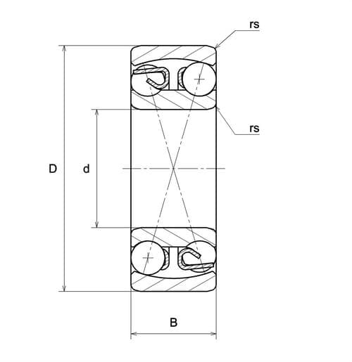 Bản vẽ kỹ thuật Vòng Bi Cầu Tự Lựa 20x52x15 NTN 1304S