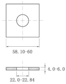 Bản vẽ kỹ thuật Lông Đền Vuông Inox 304 DIN436 M20