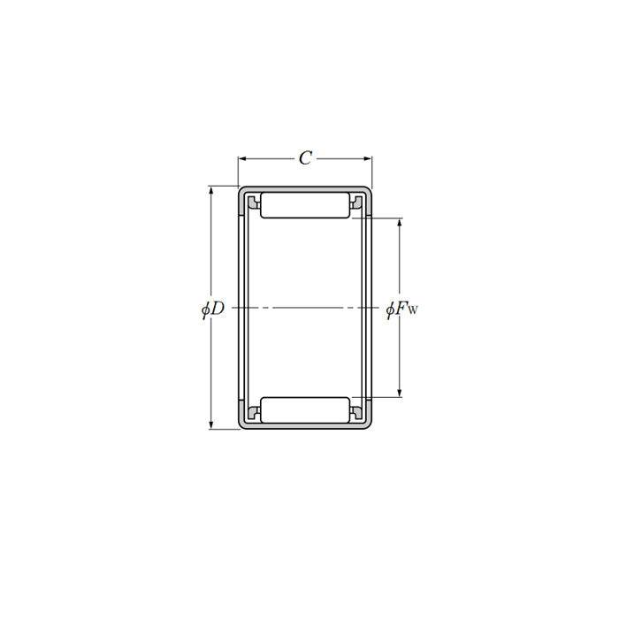 Bản vẽ kỹ thuật Vòng Bi Kim Vỏ Dập 0.625x0.8125x0.5 Inch NTN DCL108