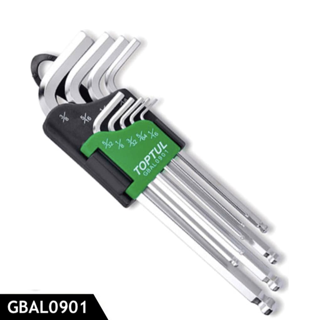 Bộ Cây Vặn Lục Giác Đầu Bi 9 Chi Tiết Hệ Inch Toptul GBAL0901