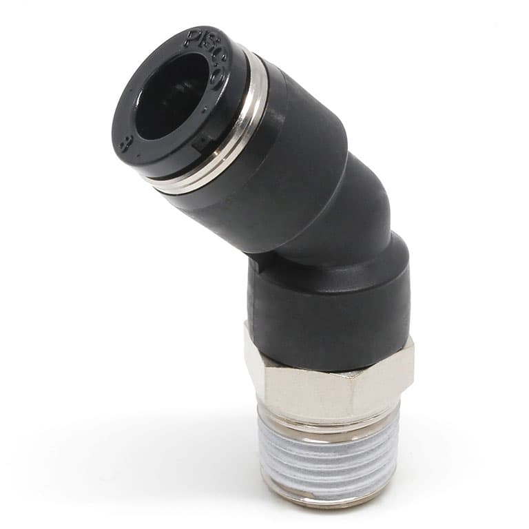 Đầu Nối Nhanh Khí Nén Dạng Cong 45° Ren Ngoài Pisco PLH10-02