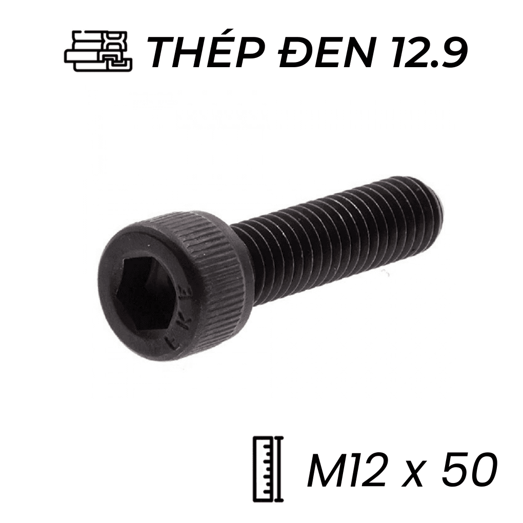 Lục Giác Chìm Đầu Trụ Thép Đen 12.9 DIN912 M12x50