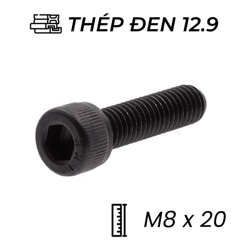 Lục Giác Chìm Đầu Trụ Thép Đen 12.9 DIN912 M8x20
