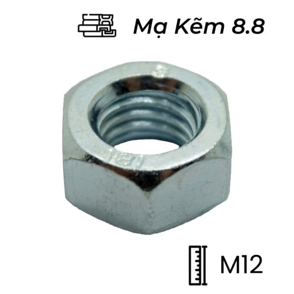 Tán Thép Mạ Kẽm 8.8 DIN934 M12