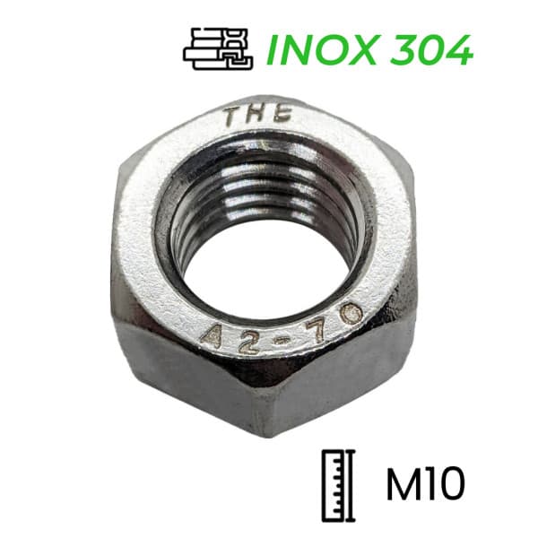Tán Inox 304 DIN934 M10