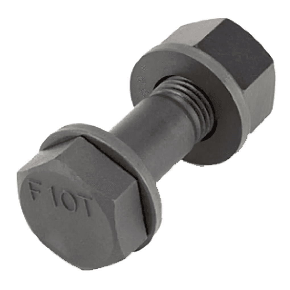 Bulong Cường Độ Cao Thép Đen F10T M16x50 Ren Lửng (1 Tán + 2 Lông Đền)