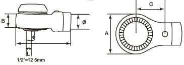 Bản vẽ kỹ thuật Đầu Cần Siết Lực 1/2"×32 mm SATA 96563