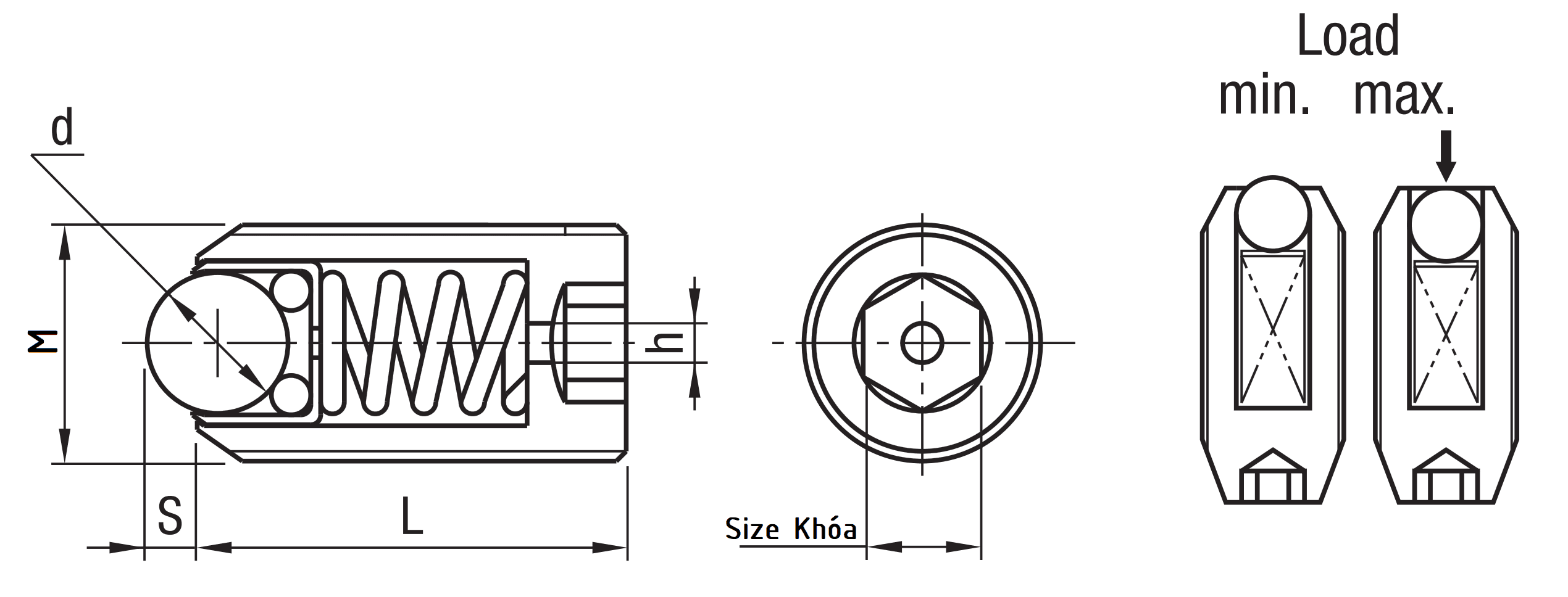 Bản vẽ kỹ thuật Ball Plungers Roller Polyacetal M16 BPRJ16