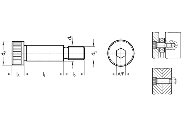Bản vẽ kỹ thuật Bulong Dẫn Hướng Thép Đen 12.9 ISO7379 D6x12