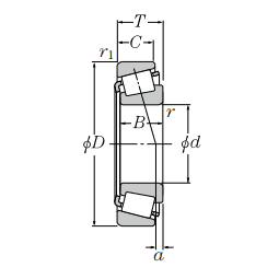 Bản vẽ kỹ thuật Vòng Bi Đũa Côn 1 Dãy 22x44x15 NTN 4T-320/22X