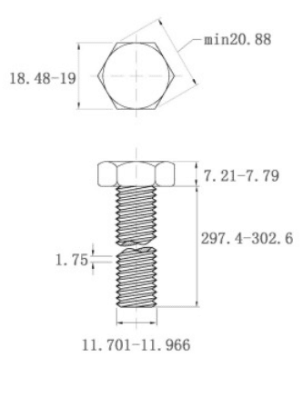 Bản vẽ kỹ thuật Bulong Inox 316 DIN933 M12x300