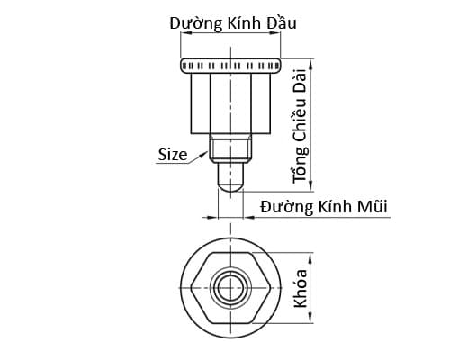 Bản vẽ kỹ thuật Vít Nhún Định Vị Nhỏ Gọn Loại Tự Hồi M10 PMXSB10