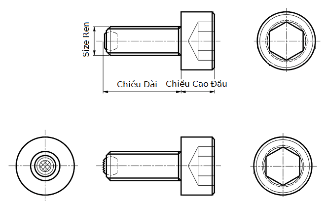 Bản vẽ kỹ thuật Swivel Shoulder Clamping Screw - Flat End T17B-1025