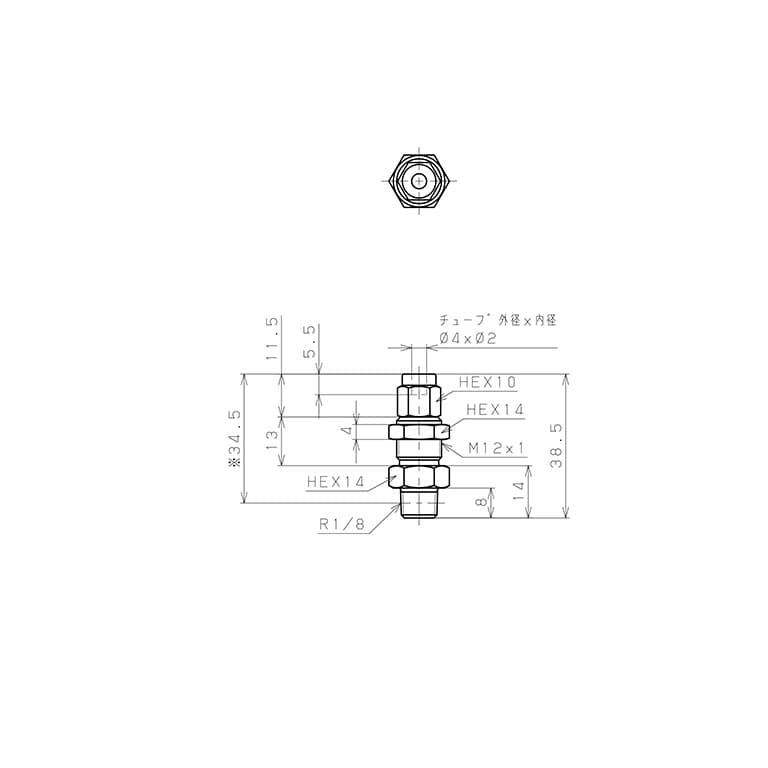 Bản vẽ kỹ thuật Đầu Ngạnh Nối Ống Có Đai Ốc Xiết Dạng Lắp Vách Ren Ngoài Pisco NSMC0420-01
