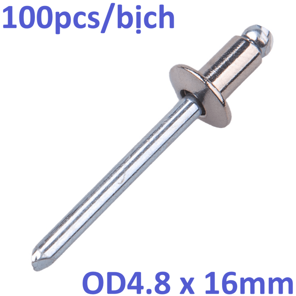 Rivet Inox 304 Chân Thép OD4.8x16mm (100 Cái)