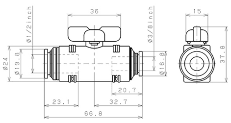 Bản vẽ kỹ thuật Van Bi Khí Nén, Loại 20 & 60 Pisco BVG60-1/2-3/8