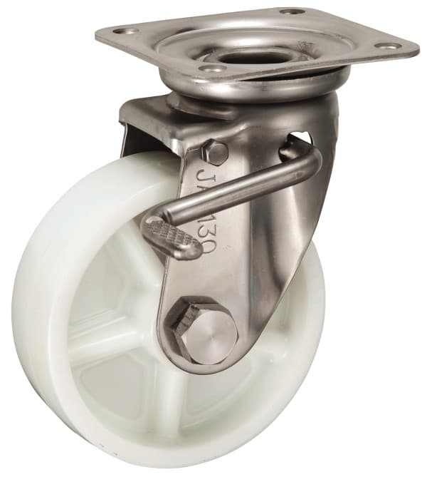 Bánh Xe Nylon Càng Inox Xoay Có Phanh D130 UKAI PBJAB-130