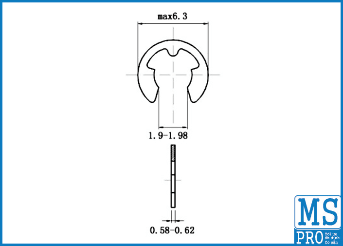 Bản vẽ kỹ thuật Phe Gài Trục Chữ E Thép DIN6799 D2.3