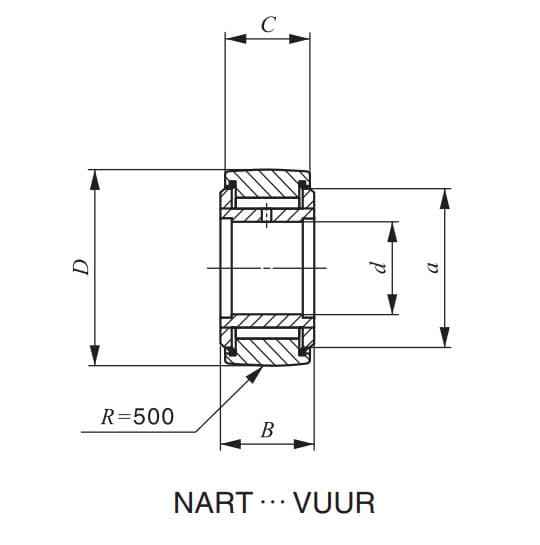 Bản vẽ kỹ thuật Vòng Bi Kim Loại Dày 12x32x14 mm IKO NART 12 VUUR