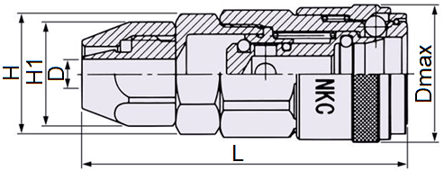 Bản vẽ kỹ thuật Khớp Nối Nhanh Khí Nén 1/4Inch NKC YNL-22SB Dây Ø6.5xØ10