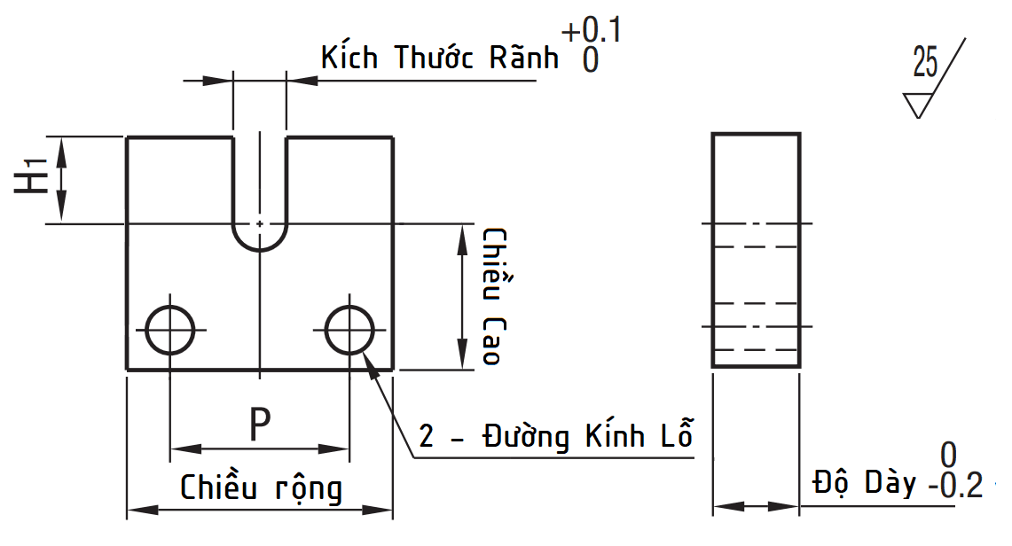 Bản vẽ kỹ thuật Blocks for Adjusting Bolts-Side Mounting T Compact AJSCCM5-20