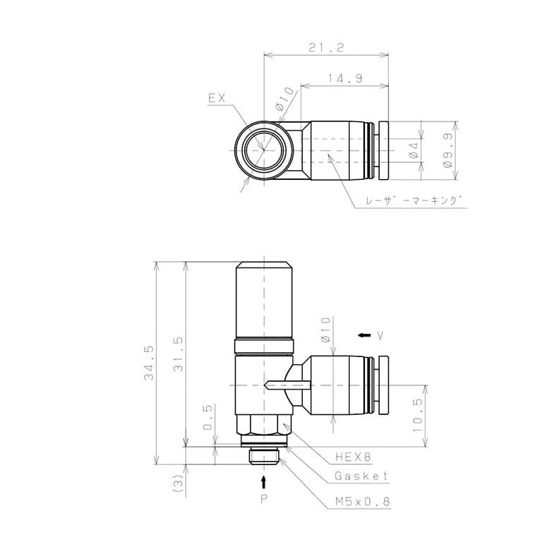 Bản vẽ kỹ thuật Bộ Tạo Chân Không Dòng VH - VS Pisco VHL05-4M5